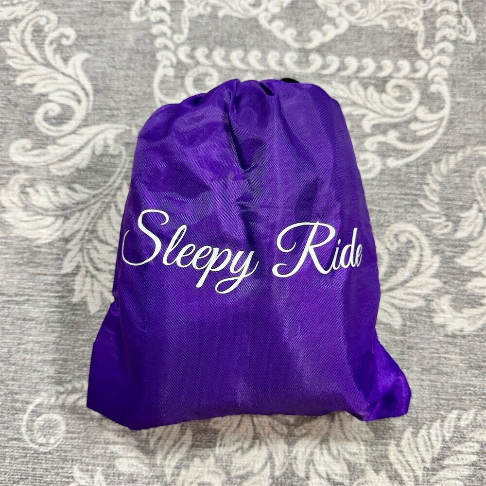 Sleepy Rid Airplane Travel Foot Rest Hammock Adjustable Strap Purple w Bag